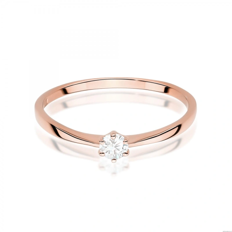 Pierścionek W0579 Diament Laboratoryjny 0,10ct różowe złoto