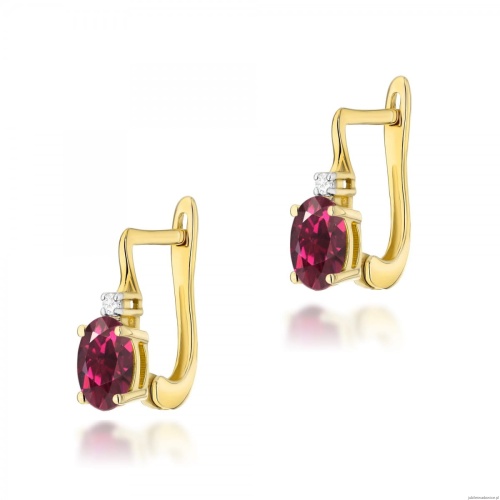 Kolczyki K0011 Rodolit 2 x 0,50ct żółte złoto