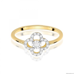 Pierścionek W0627 Diament 0,03ct żółte złoto