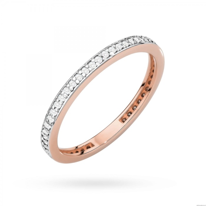 Pierścionek W0585 z diamentami różowe złoto