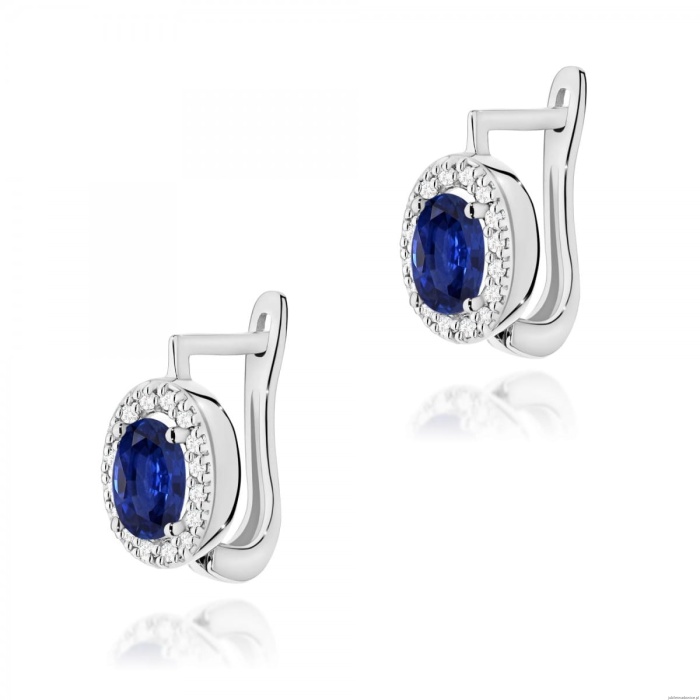 Kolczyki K0574 Szafir 2 x 0,70ct białe złoto