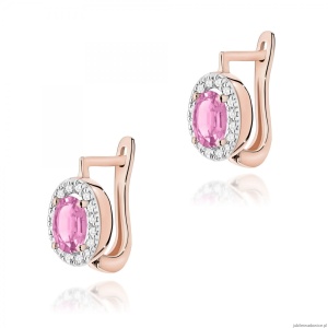 Kolczyki K0574 Szafir Różowy 2 x 0,45ct różowe złoto
