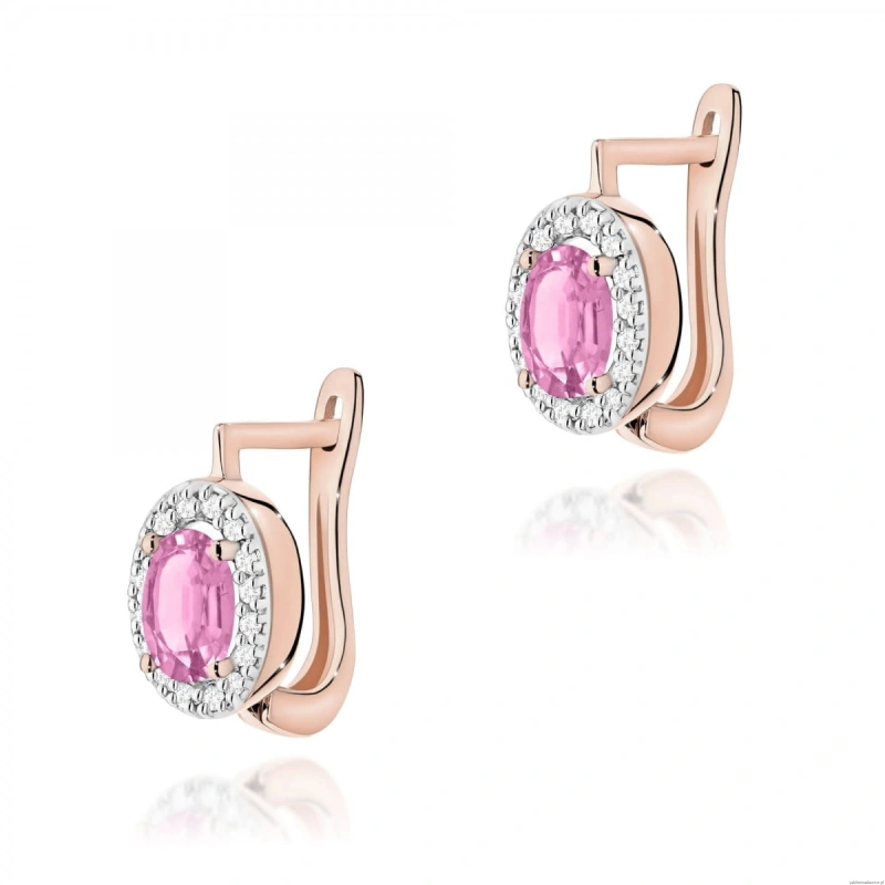 Kolczyki K0574 Szafir Różowy 2 x 0,45ct różowe złoto