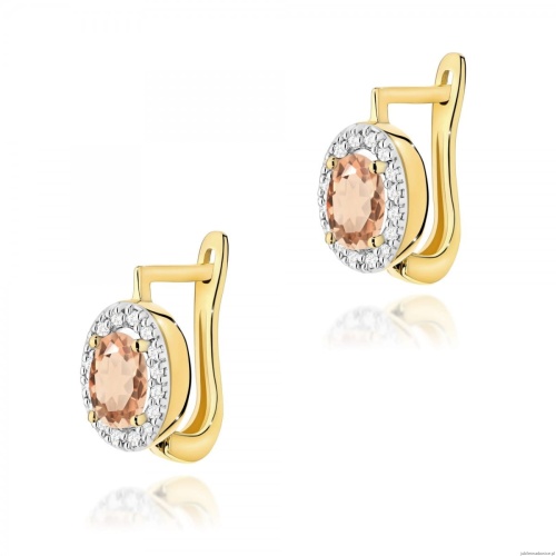 Kolczyki K0574 Morganit 2 x 0,40ct żółte złoto