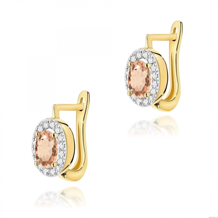 Kolczyki K0574 Morganit 2 x 0,40ct żółte złoto