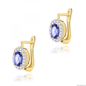 Kolczyki K0574 Tanzanit 2 x 0,40ct żółte złoto