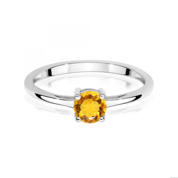 Pierścionek W0656 Cytryn 0,50ct białe złoto