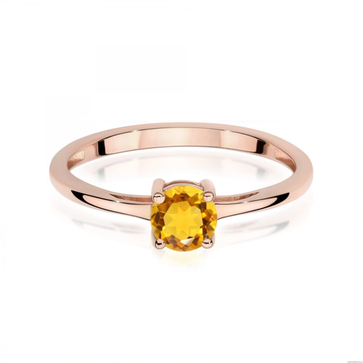 Pierścionek W0656 Cytryn 0,50ct różowe złoto