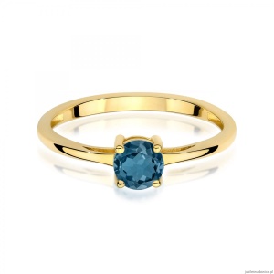 Pierścionek W0656 Topaz London Blue 0,50ct żółte złoto