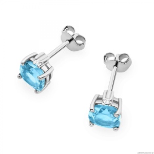 Kolczyki K0573 Topaz 2 x 1,10ct białe złoto sztyft