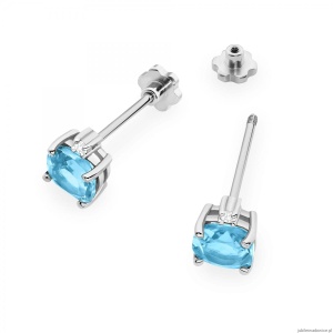 Kolczyki K0573 Topaz 2 x 1,10ct białe złoto sztyft zakręcany