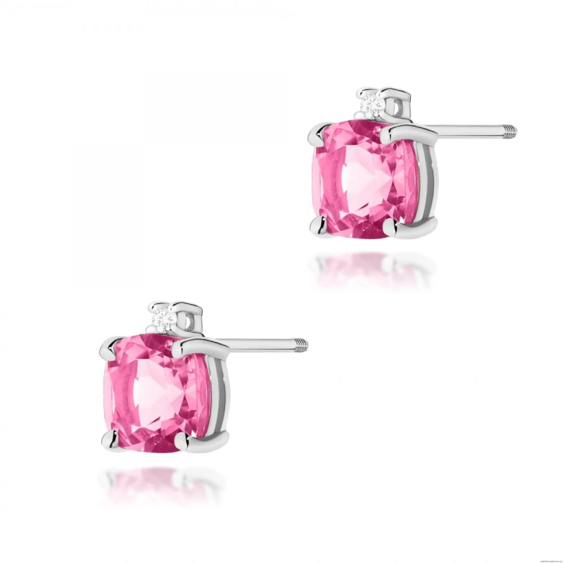 Kolczyki K0573 Topaz Różowy 2 x 1,10ct białe złoto sztyft zakręcany