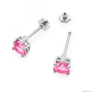 Kolczyki K0573 Topaz Różowy 2 x 1,10ct białe złoto sztyft zakręcany