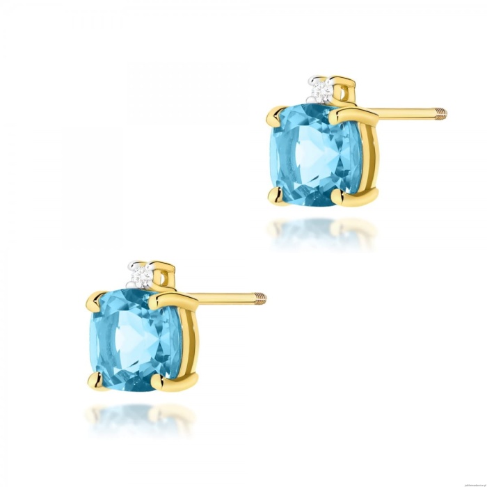 Kolczyki K0573 Topaz 2 x 1,10ct żółte złoto sztyft zakręcany