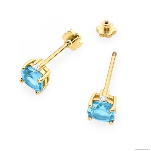 Kolczyki K0573 Topaz 2 x 1,10ct żółte złoto sztyft zakręcany