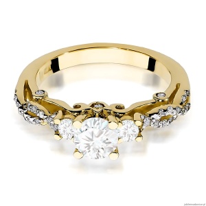 Pierścionek W0023 Diament Laboratoryjny 0,50ct żółte złoto