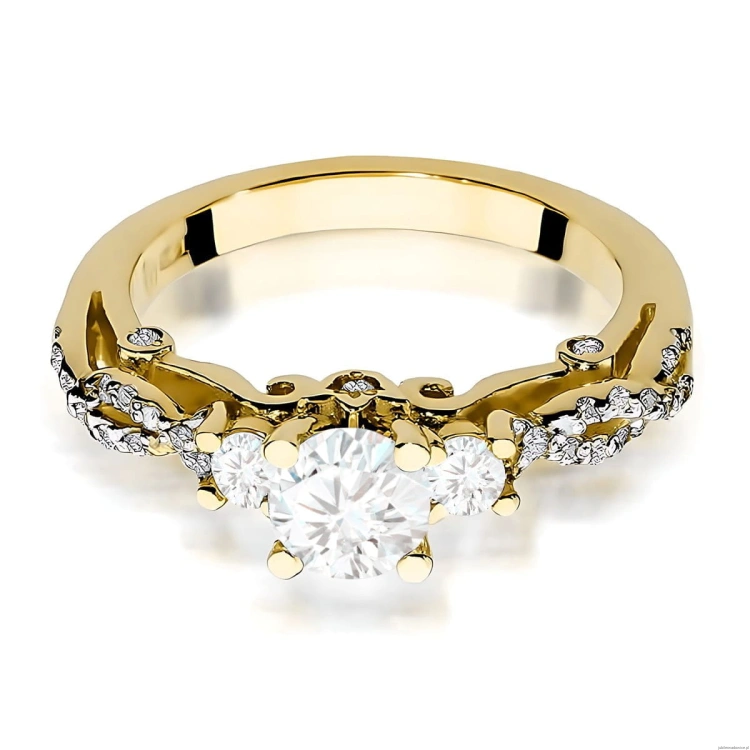 Pierścionek W0023 Diament Laboratoryjny 0,50ct żółte złoto
