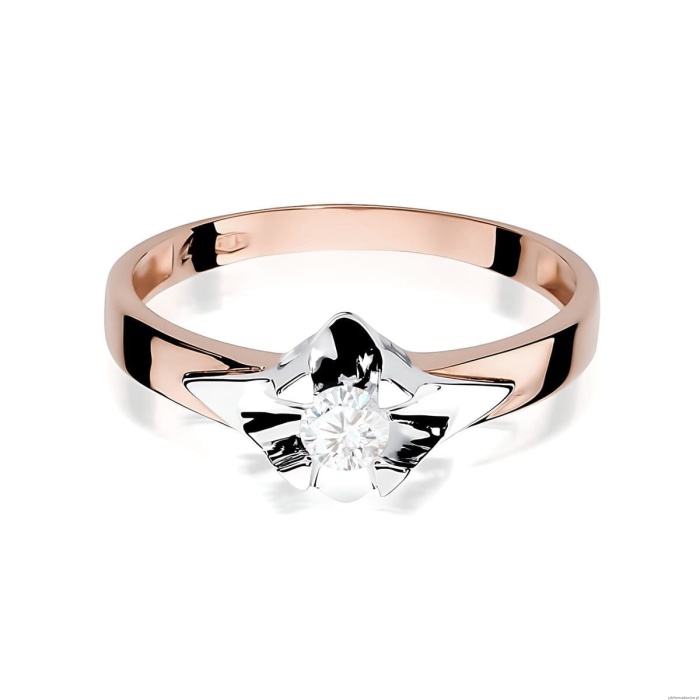 Pierścionek W0155 Diament Laboratoryjny 0,20ct różowe złoto