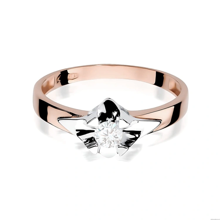 Pierścionek W0155 Diament Laboratoryjny 0,20ct różowe złoto