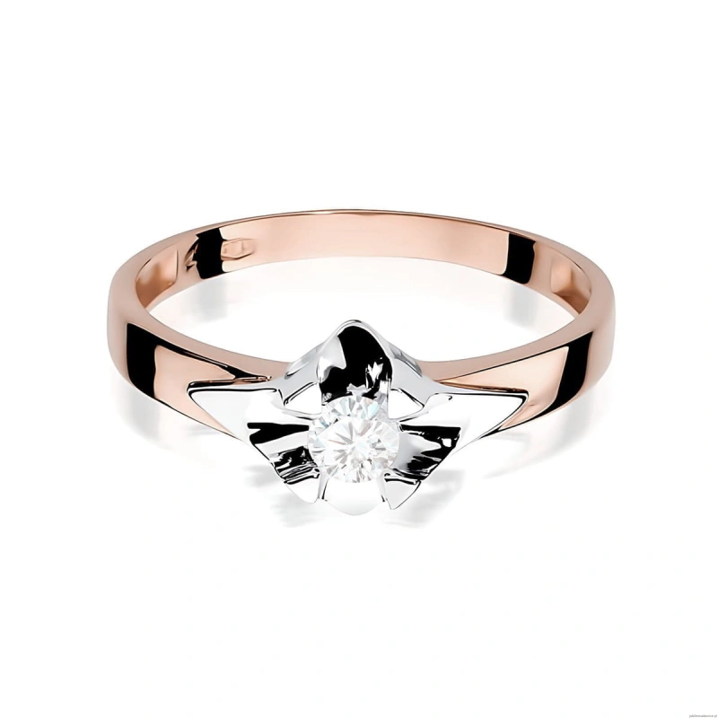 Pierścionek W0155 Diament Laboratoryjny 0,20ct różowe złoto