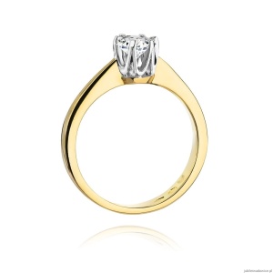 Pierścionek W0220B Diament Laboratoryjny 0,25ct żółte złoto