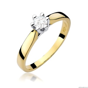 Pierścionek W0222B Diament Laboratoryjny 0,25ct żółte złoto