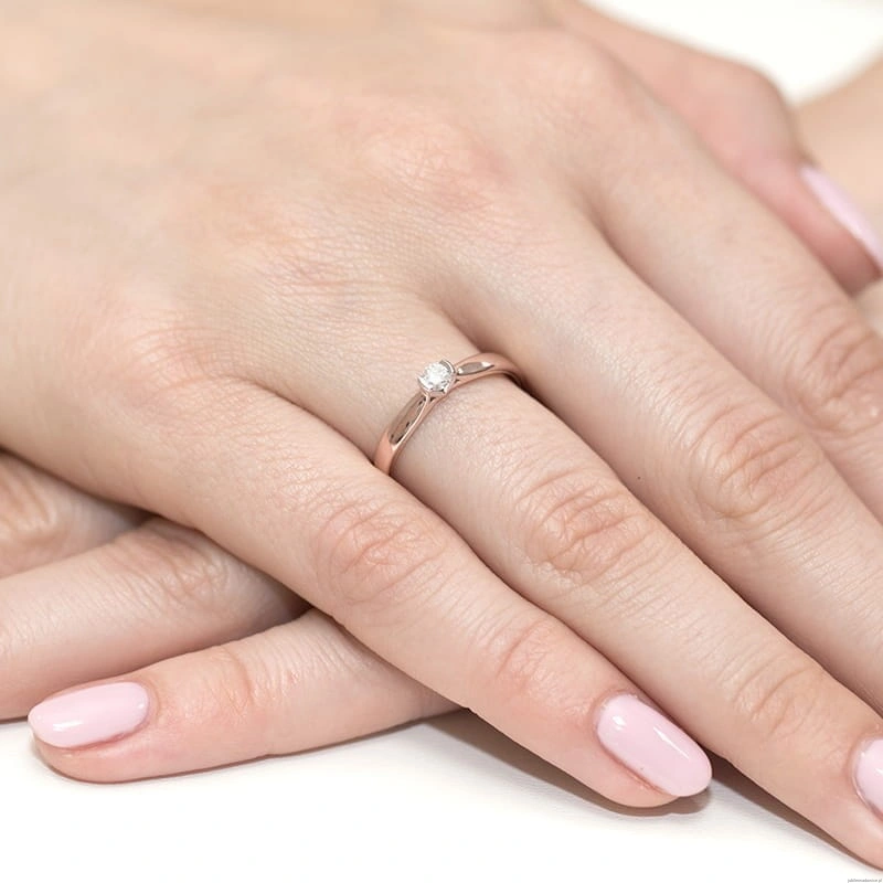 Pierścionek W0223B Diament Laboratoryjny 0,25ct różowe złoto