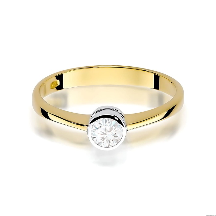 Pierścionek W0224B Diament Laboratoryjny 0,25ct żółte złoto