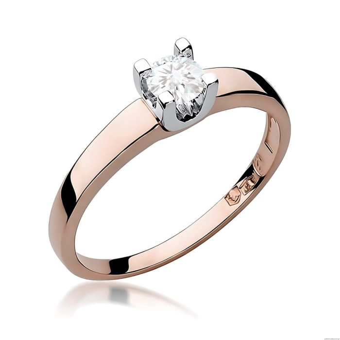 Pierścionek W0225B Diament Laboratoryjny 0,25ct różowe złoto