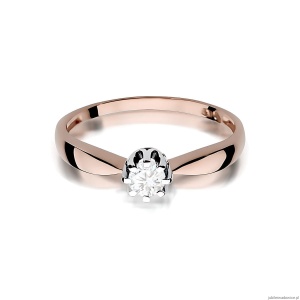 Pierścionek W0228 Diament Laboratoryjny 0,20ct różowe złoto