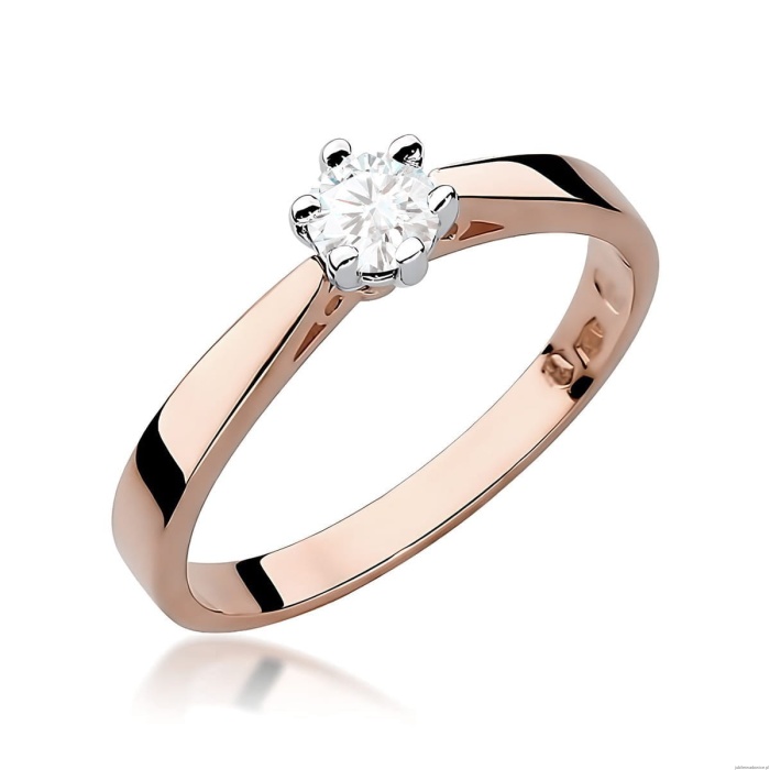 Pierścionek W0229B Diament Laboratoryjny 0,20ct różowe złoto