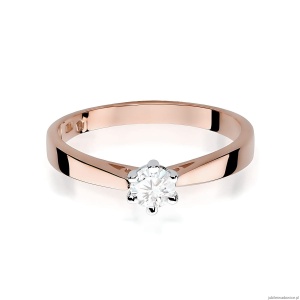 Pierścionek W0229B Diament Laboratoryjny 0,20ct różowe złoto