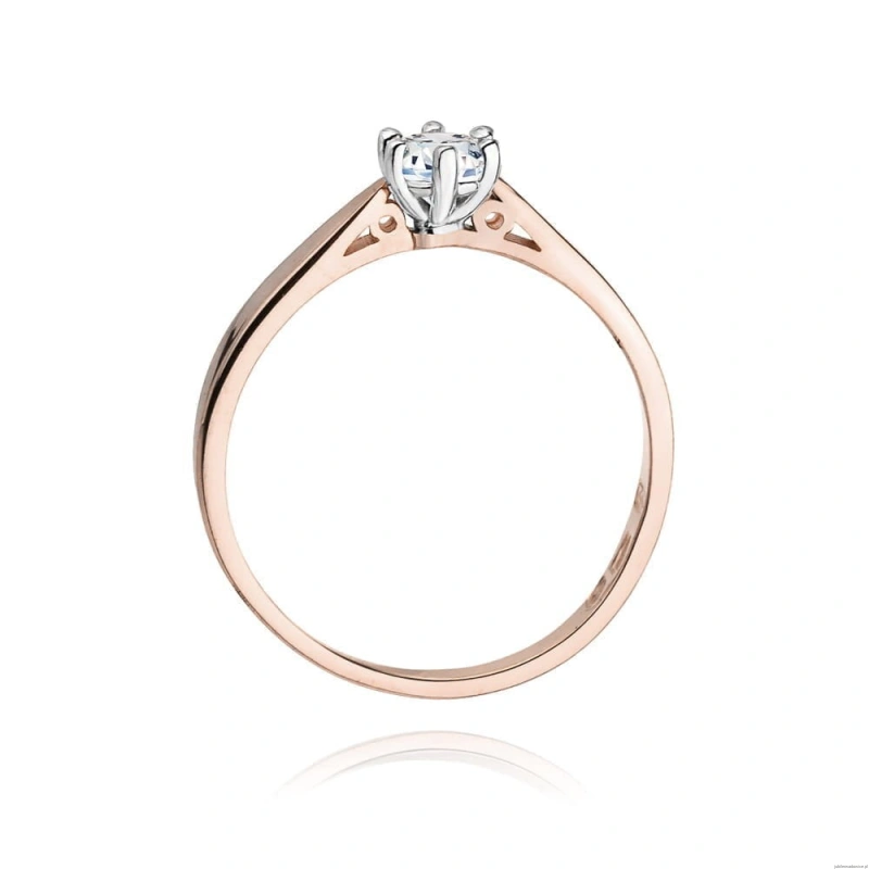 Pierścionek W0229B Diament Laboratoryjny 0,20ct różowe złoto