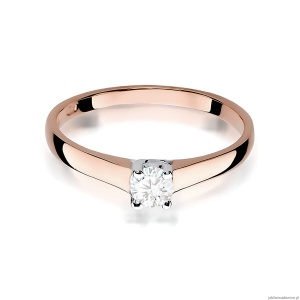 Pierścionek W0239 Diament Laboratoryjny 0,20ct różowe złoto