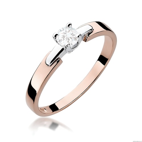 Pierścionek W0241 Diament Laboratoryjny 0,20ct różowe złoto