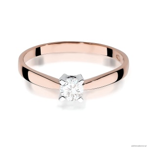 Pierścionek W0242 Diament Laboratoryjny 0,20ct różowe złoto