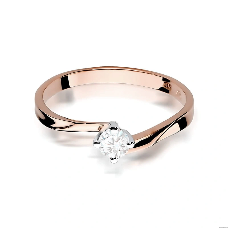 Pierścionek W0243 Diament Laboratoryjny 0,20ct różowe złoto