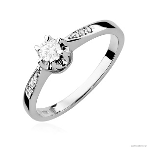 Pierścionek W0291 Diament Laboratoryjny 0,20ct białe złoto