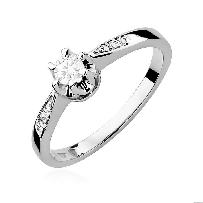 Pierścionek W0291 Diament Laboratoryjny 0,20ct białe złoto