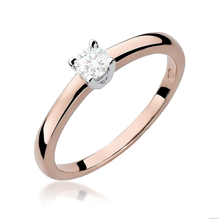 Pierścionek W0292 Diament Laboratoryjny 0,20ct różowe złoto