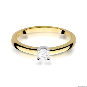 Pierścionek W0292 Diament Laboratoryjny 0,20ct żółte złoto
