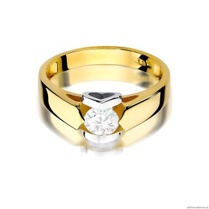 Pierścionek W0320 Diament Laboratoryjny 0,50ct żółte złoto