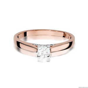 Pierścionek W0341 Diament Laboratoryjny 0,25ct różowe złoto