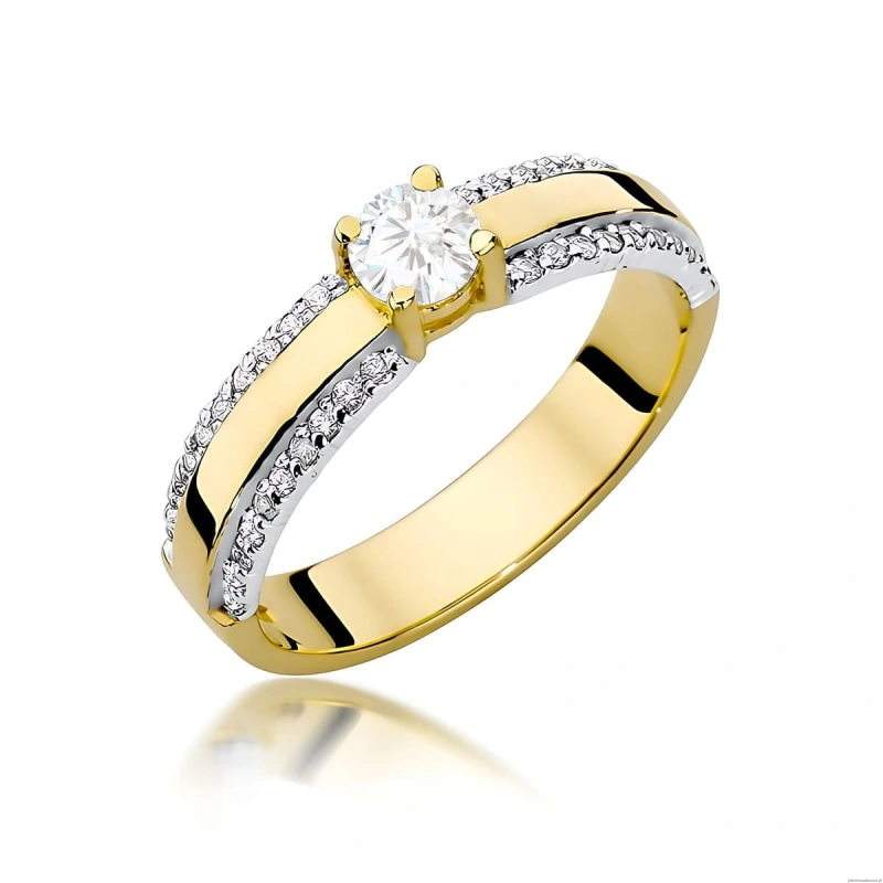 Pierścionek W0356 Diament Laboratoryjny 0,25ct żółte złoto