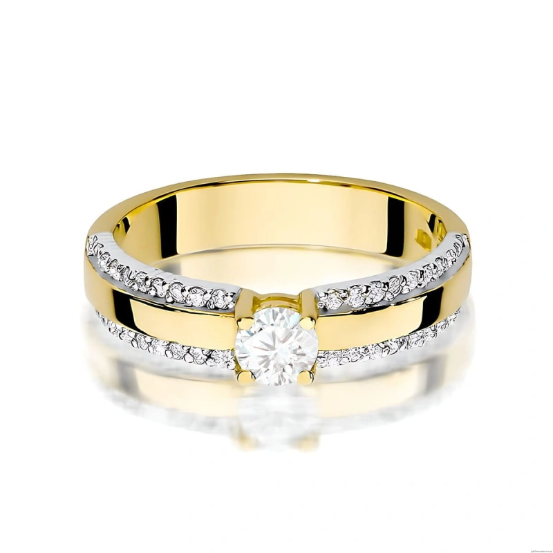 Pierścionek W0356 Diament Laboratoryjny 0,25ct żółte złoto