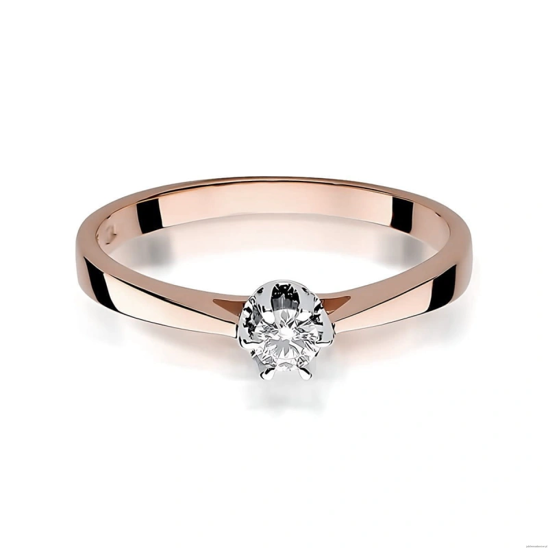 Pierścionek W0295 Diament Laboratoryjny 0,15ct różowe złoto