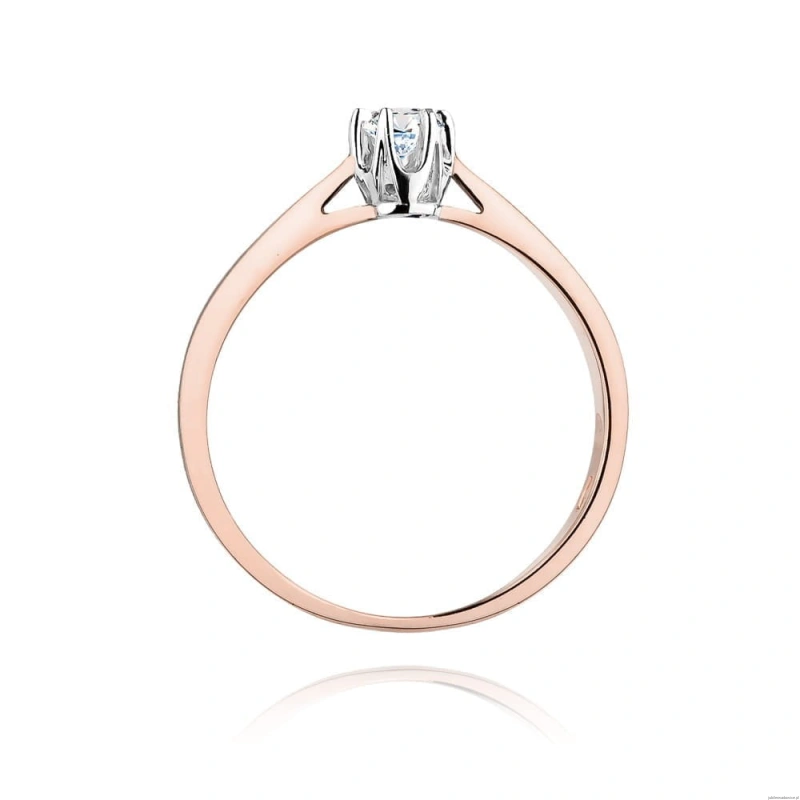 Pierścionek W0295 Diament Laboratoryjny 0,15ct różowe złoto