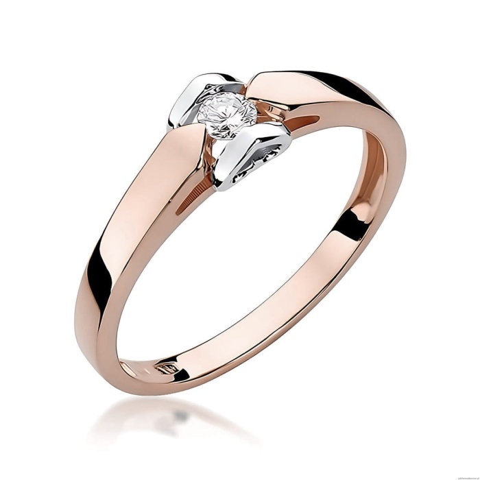 Pierścionek W0320 Diament Laboratoryjny 0,10ct różowe złoto