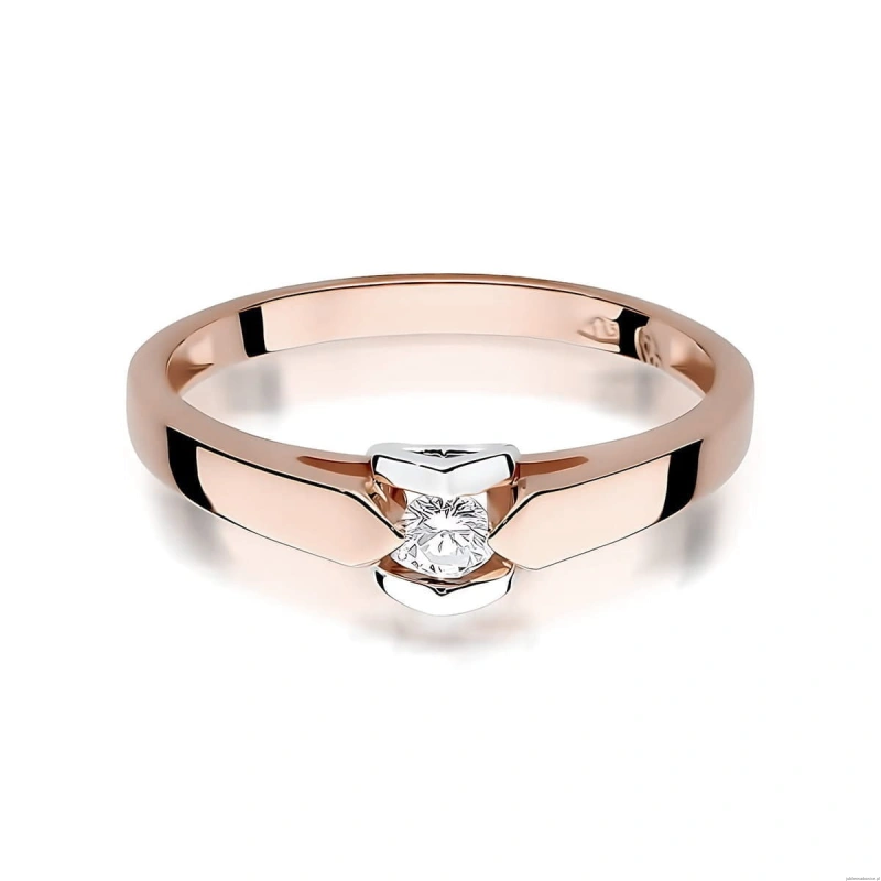 Pierścionek W0320 Diament Laboratoryjny 0,10ct różowe złoto