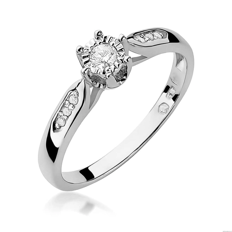 Pierścionek W0328 Diament Labortoryjny 0,08ct białe złoto